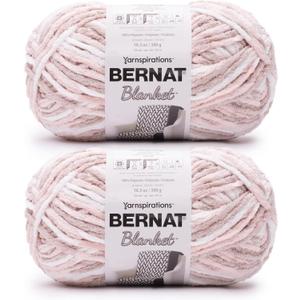 Bernat Blanket Super Bulky Acrylic Yarn - 2 Pack of 300g/10.5oz #6 Chunky Chenille Heavy Weight Yarn for Knitting and Crocheting, Amigurumi, Thick Blankets (Salmon Sand Varigates, 220 Yards 2-Pack)