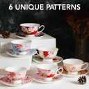 BTaT- Tea Cups and Saucers, Floral Design, Porcelain Tea Cup Sets, Dishwasher Safe, Set of 6, 8 oz, Mothers Day Gift