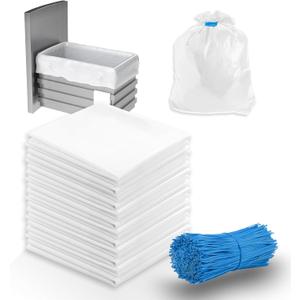 Miumoon 60-pack Trash Compactor Bags with Pre-punched Holes for Attaching, 2.6 mils Heavy Duty Trash Compactor Bags, Fits 15-inch Rectangular Drawer Compactors, Twist Ties Included, White
