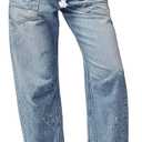 Cicy Bell Womens Baggy Barrel Horseshoe Jeans Wide Leg Drawstring Vintage Denim Pants with Front Pockets (8, Light Blue) M