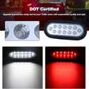 4 x 6 Inch Oval Dual Revolution LED Tail Lights Red Stop Turn Tail Lights White Backup Reverse Lights Kit for Trailer RV Truck IP67 Waterproof 4PCS