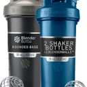 BlenderBottle Classic V2 Shaker Bottle Perfect for Protein Shakes and Pre Workout, 28-Ounce (2 Pack), Black and Navy