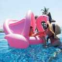 Baby Pool Float with Canopy,Flamingo Inflatable Swimming Ring,Infant Pool Floaties Sunshade Toys for Baby Girls Boys Toddlers Pink