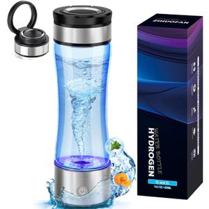 2026 Upgrade Hydrogen Water Bottle,14OZ Portable Hydro Water Machine, Rechargeable Hydrogen Water Bottle Generator for Travel, Home, Office, Fitness & Everyday Hydration  Gift for Family & Friends (Silver+Black)