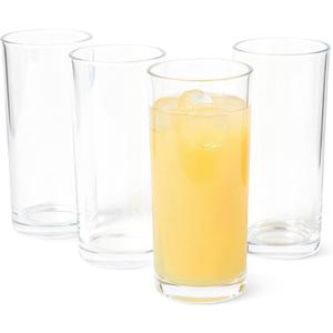 Amazon Basics Drinking Glasses, Dishwasher-Safe, 15 oz., 4-Piece Set