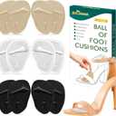 Metatarsal Pads Ball of Foot Cushions (6 Pairs), Non Slip High Heel Cushion Inserts Women, One Size Fits All Shoe Inserts for Women and Men, Reusable Foot Pads All Day Pain Relief and Comfort (Beige + Black + Clear)
