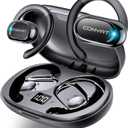 Open Ear Headphones, Wireless Bluetooth 5.4 Earbuds with Big Earhooks, Ultra-Comfort Open Ear Earbuds, 58 Hours HD Stereo Sound Over Ear Earphones, IP7 Waterproof Headset for Workouts, Black