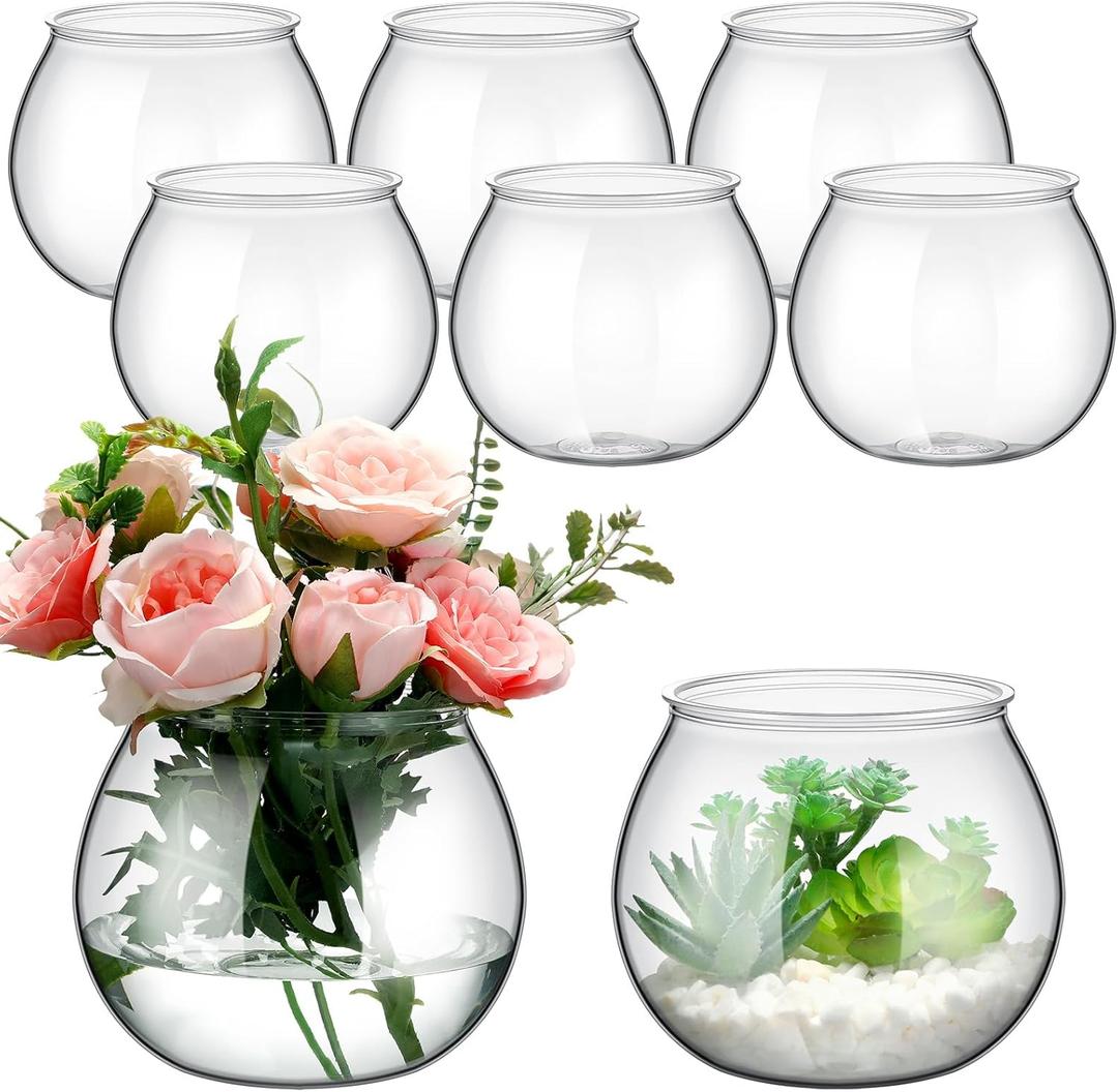 8 Pcs Plastic Fish Bowls for Centerpieces 27 oz Clear Fish Bowl for Drinks Unbreakable Heavy Duty Round Vase for Table Centerpieces Wedding Event Home Decor