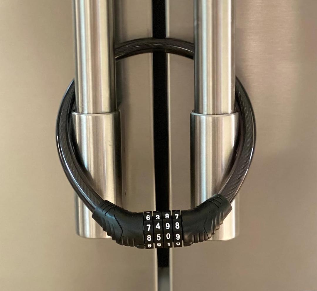 Urban August Refrigerator Lock for Kids & Adults, 4-Digit Code Fridge Lock for French-Door Refrigerators, & Versatile Cabinet (One) (Standard Black 1 Pack)