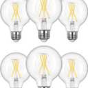 EDISHINE 6 Pack G25 Globe Light Bulbs, Dimmable Vintage LED Edison Bulbs, CRI90+ 5W Equivalent 60W, Clear LED Filament Vanity Light Bulbs, 5000K Daylight White, 500LM, E26 Base
