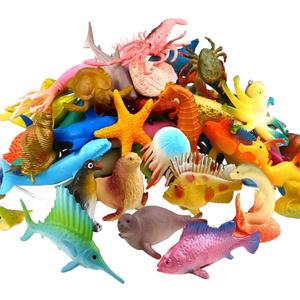 Funcorn Toys Ocean Sea Animal, 52 Pack Assorted Mini Vinyl Plastic Animal Toy Set, Realistic Under The Sea Life Figure Bath Toy for Child Educational Party Cake Cupcake Topper,Valentines Day Gift