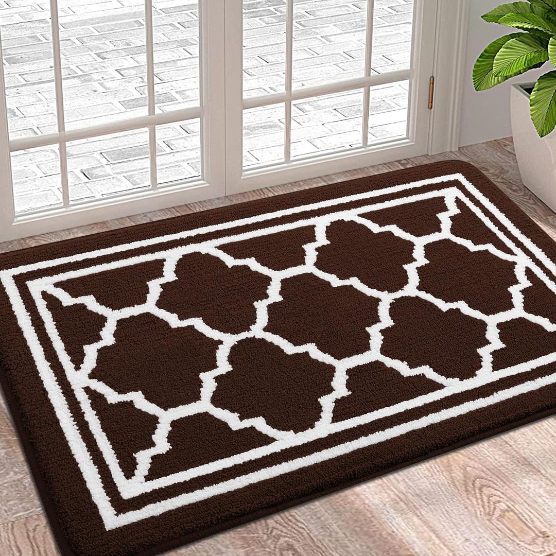 Buganda Indoor Door Mat, Dirt-Resistant and Absorbent Doormat, Anti-Slip, Low Profile Floor Mats for Inside Entryway, Front, and Back Door Entrance (36x24 Inches, Dark Brown)