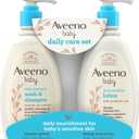 Aveeno Baby Daily Care Gift Set with Oat Extract & Prebiotic Oat, Contains Daily Moisturizing Body Lotion & Gentle 2-in-1 Baby Bath Wash & Shampoo, Hypoallergenic & Paraben-Free, Two Pack