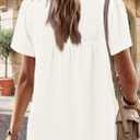 BETTE BOUTIK Women Boho Tops Short Sleeve Summer Flowy Shirts Dressy Casual Loose Trendy Blouses (White, XXXL)