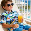 RAISEVERN 3-10T Boys Button Down Hawaiian Shirts Short Sleeve Cool Dress Shirt Tops (5-6 Years, Bigfoot 05)