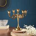 Rely+ 5 Arm Candelabra Taper Candle Holders Decorations Indoor Kitchen Dcor Table Candles Candlestick Candelabra Centerpiece (Gold)