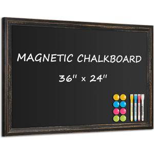 Rustic Wood Framed Chalkboard, 36" x 24" Wall-Mounted Blackboard for Kitchen, Restaurant Menu, Office & Home Dcor