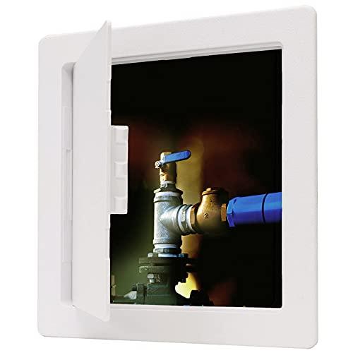 Access Door 12" X 12" Plastic Access Panel Removeable/Reversable Door with Frame for Concealed Wall/Ceiling Application - [Outer Dimensions: 13" Width X 13" Height]