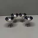 Hapivida Ice Cream Cup, 4Pcs Stainless Steel Serving Dessert Bowls Cups Sauce Bowls Mini Round Footed Yogurt Snack Candy Cups for Salad Fruit Pudding Christmas Party