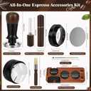 8 PCS Espresso Accessories Kit, 51mm Espresso Tamper Kit Coffee Tamper Set with Coffee Distributor, Espresso Tamping Station, WDT Tool, Dosing Funnel, Fits Delonghi 51mm Portafilter