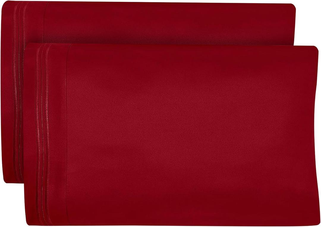 Dreamcare King Pillow Cases Set of 2 - Double Brushed 1500 Luxury Series Microfiber - Envelope Closure, Wrinkle- Free, Cooling Pillow Cases - King Size Pillow Cases Set of 2 (20 x 40, Burgundy)