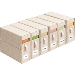 6Pack Sheet Organizers and Storage - King/Queen Size Sheet Storage Organizer with Window, Foldable & Dustproof Sheet Organizer for Linen Closet for Summer Blankets & Sheet Sets,Beige