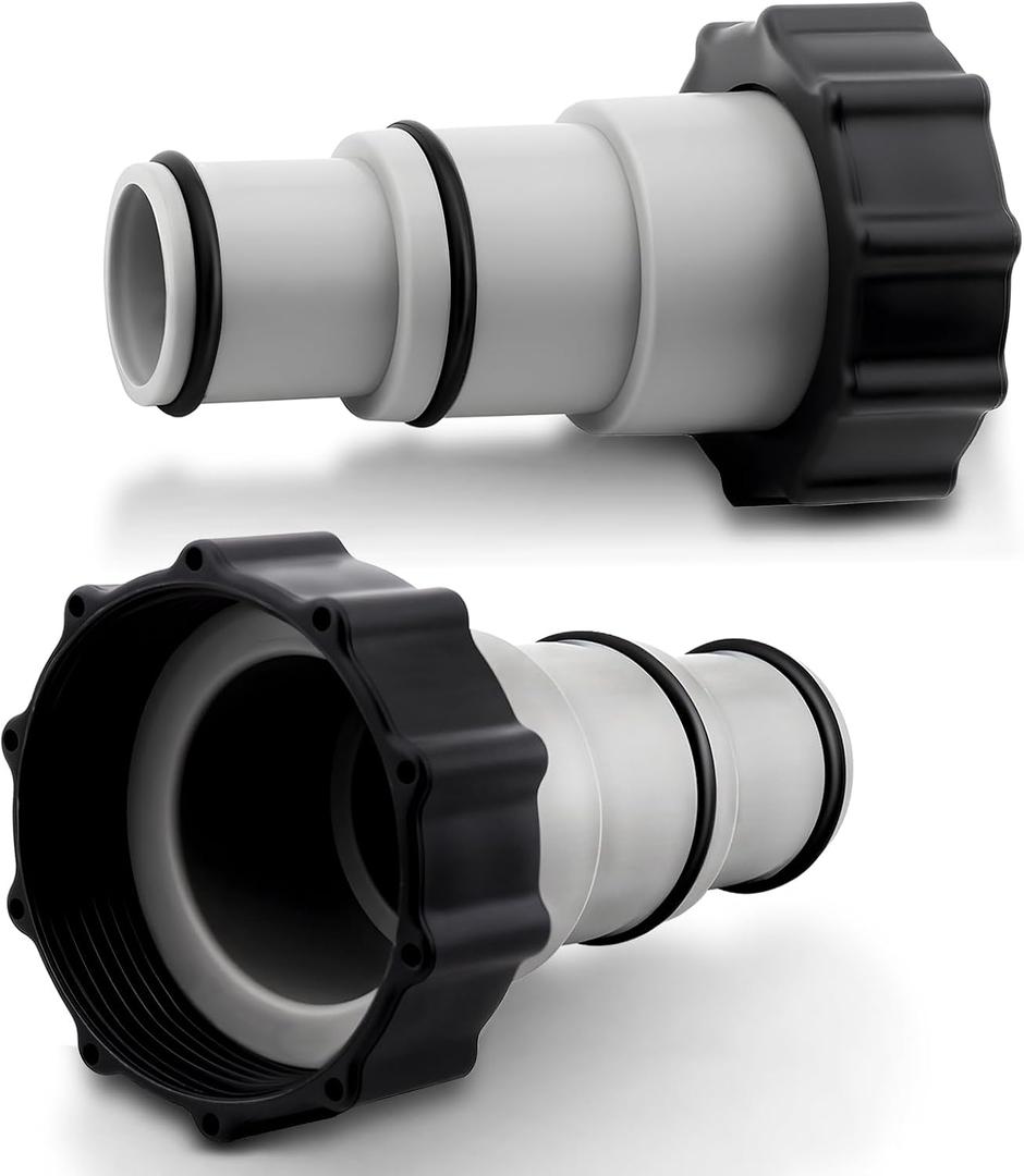 2 Pack Pool Hose Adapter A with Collar for Intex, Converts 1.5 to 1.25 Inch Hoses for Threaded Connection Pumps (2, 2 * 4.28)