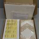 Hosmsua 50PCS Blank Gold Glitter Quinceanera Invitations Kit, 5.1x7.3 Inch Laser Cut Floral Crown Pocket Quinceanera Invitation Cards with Envelopes for Birthday Quince Anos Invite