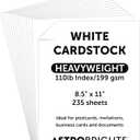 Premium Astrobrights White Cardstock, 8.5" x 11", 110 lb. Index, 94 Brightness, 235 Sheets - More Sheets, Heavyweight Astro White Card Stock for Invitations, Business Cards, Crafts and Printing