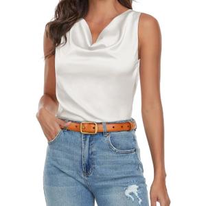 Women's Fashion Classic Metal Buckle Leather Belt with Jeans Dress (36-39 (Pant 18-20), Add-dark Orange-gold)