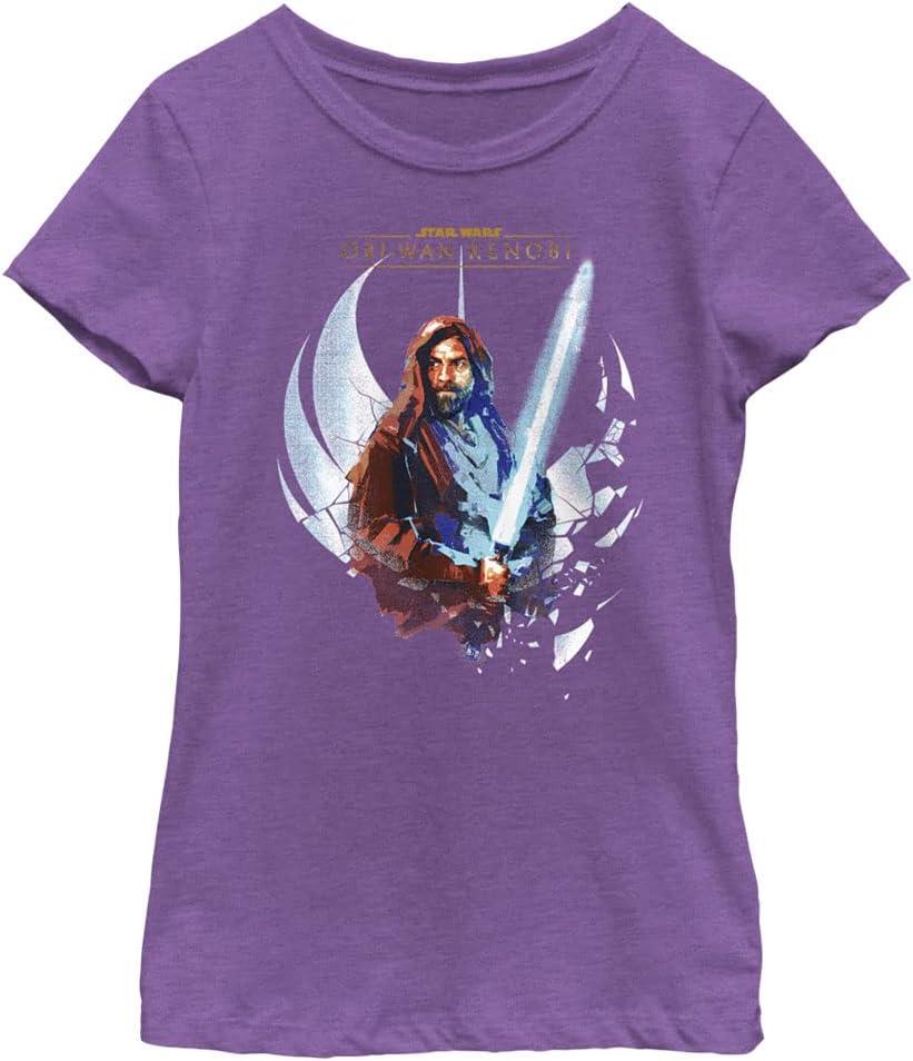 STAR WARS Wan and OBI Girls Short Sleeve Tee Shirt (Small, Purple Berry)