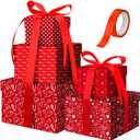 Geyoga 5 Pcs Valentine's Day Gift Boxes Square Nesting Boxes with Lids Square Box 5 Assorted Sizes Stackable Gift Box for Valentine's Day Wedding Party Present Packaging(Red Heart)