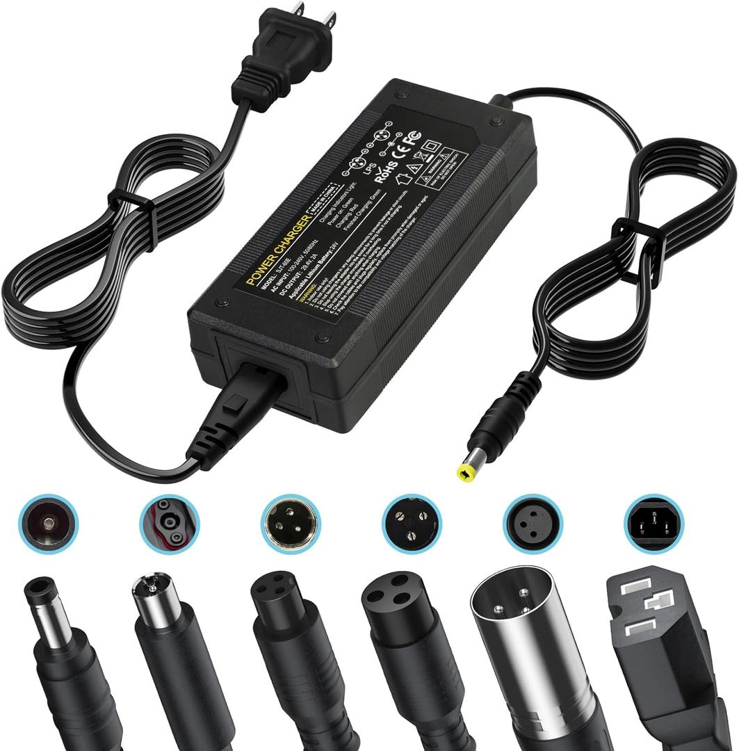 29.4V 2A Battery Charger with 7 Plugs for 7S 24V 25.2V 25.6V 25.9V Lithium Battery Compatible with GoTrax G1 Glider, Edge, Nova, GKS Pro Plus Lumios, Flash, Ho.verfly, Remix, SRX A6 Mini