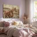 ZENPEE Horse Canvas Wall Art for Living Room Large Brown Horse Painting Western Farmhouse Wall Decor Above Couch Rustic Animal Wall Art 32x48 Inch