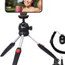 Mini Tripod with Phone Holder, Go Pro Adapter and Bluetooth Remoter Compatible with iPhone, Action Camera, Digital Camera, Osmo Pocket 3, 2