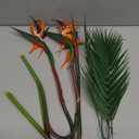 Bird of Paradise Artificial Plant Combo Palm Leaves,Faux Bird of Paradise Plant with Artificial Palm Leaves for Wedding Garden Office Home Indoor and Outdoor Decor(Red)