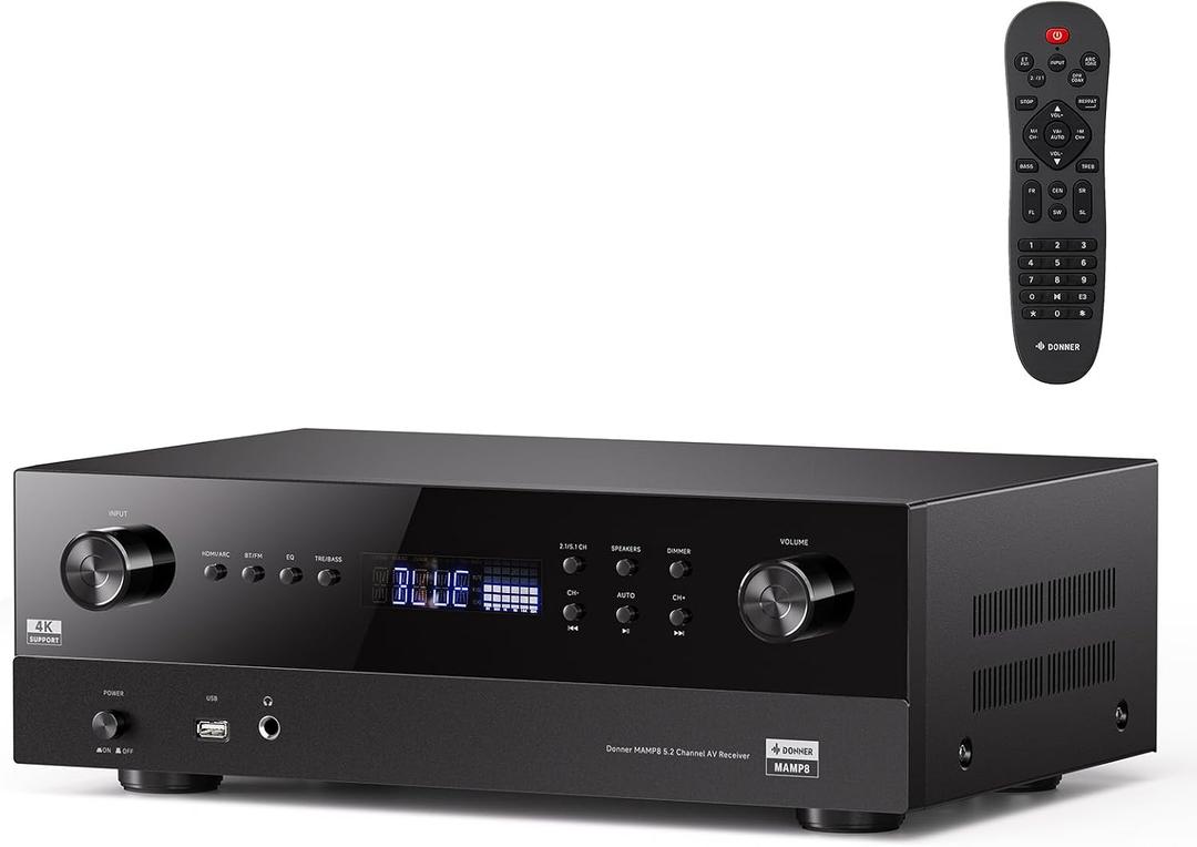 Donner Stereo Receivers 5.2Channel Surround Sound 4K HDR AV Receiver, MAMP8