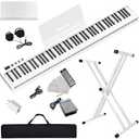 NikoMaku Semi-weighted 88 Keys Piano Keyboard Compact Portable Digital Piano Set for Beginners with Stand, Carrying Case, Sustain Pedal, Headphones, SWAN-S White