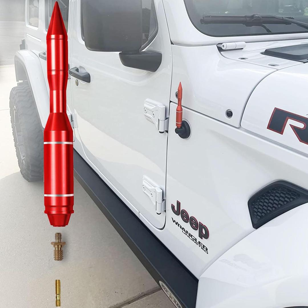 Aluminum Antenna Compatible for 2007-2018 Jeep Wrangler JK and 2018-2025 Jeep JL/JLU,2019-2025 Jeep Gladiator JT, Antenna Replacement Assembly Accessories,Red