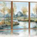 Yeehomedec Large Vintage Neutral Nature Framed Canvas Wall Art, Mid Century Modern Fall Wall Decor, Wilderness Landscape Art Painting, Rustic Country Trees Artwork for Living Room Bedroom Office 16"x24"x3