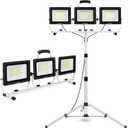 UFOND 22000 Lumen LED Work Light with Stand,3 Head Portable Work Lights with Individual Switch,Waterproof Work Lamp, Adjustable Metal Telescoping Tripod with Power Cord
