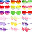 18 Pcs Heart Sunglasses Rimless Heart Shaped Glasses Transparent Frameless Sunglasses Fun Eyewear for Women Party Favors