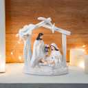 Alupssuc Nativity Set for Christmas Indoor Nativity Scene Decoration, Sculpted Hand Painted Nativity Figurines Scene with Manger, Nativity Figures Sets for Indoor Tabletop Decorations, White