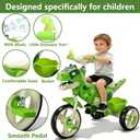 NMM Dinosaur Tricycle for Toddlers, Kids Trike with Music, LED, Tricycles for 3-5 Year Olds, for Rider, Big Wheel, Storage Basket, Horn, Toddler Bike for Boy, Dinosaur Toys for Kids 2-4 4-7, 31.5 Inches X 23.6 Inches X 18.1 Inches