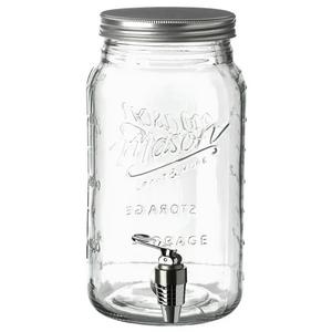 Mason Craft & More 4L Clear Glass Drink Dispenser w/ Metal Lid