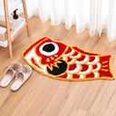 Cute Bath Rug Mat, Red Fish Soft Non-Slip Bathroom Rugs, Japanese Koi Shape Decor Floor Carpet, Funny Absorbent Bathtub Mats for Shower 17.7"x33.5"