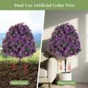 BLOSMON Purple Artificial Outdoor Plants, Faux Cedar Topiary Tree, Set of 2
