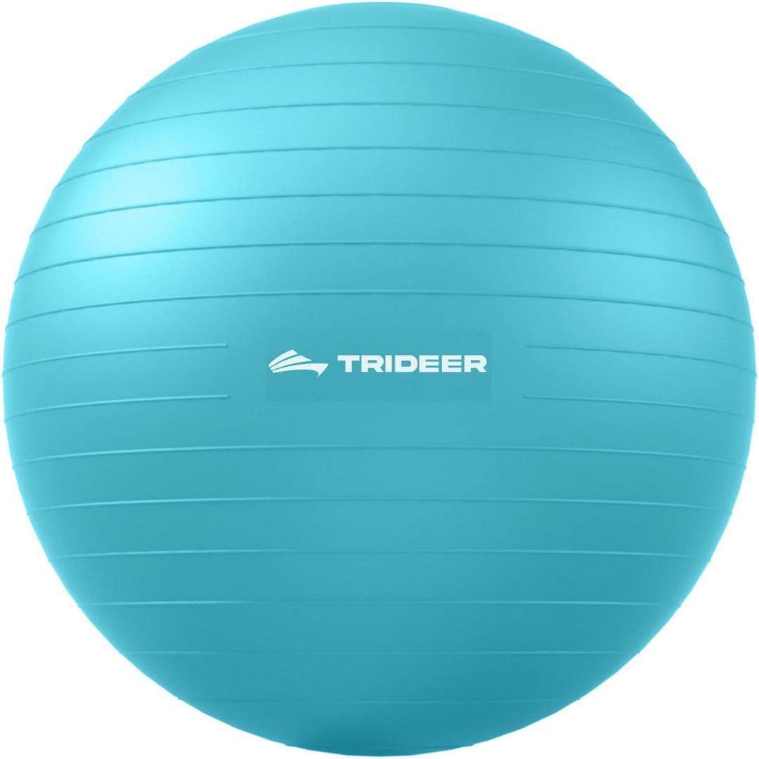 Trideer Exercise Ball for Yoga, Pilates & Fitness  Stability Ball Equipment for Home Gym & Office Chair, Core & Balance Training Accessories, Physical Therapy Equipment, Quick Pump Included, 5 Sizes (Turkis)