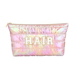 12 x Hiroyuki Iridescent Makeup Bag, 14 inches Cosmetic Bag, Large Capacity Travel Pouch (Hair, pink)