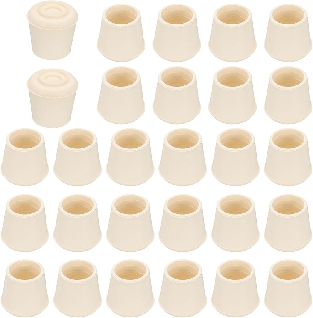 PATIKIL Chair Leg Floor Protectors, 32 Pcs 1" ID Round Non-Slip Rubber Furniture Chair Leg Tips Cap for Hardwood Floor Furniture Feet Cover Carpet, White